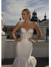 Strapless Ivory Glitter Lace Corset Back Wedding Dress